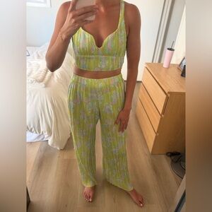 Vibrant Lime Green Two-Piece Set